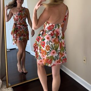 One Shoulder Floral Mini Dress, never worn